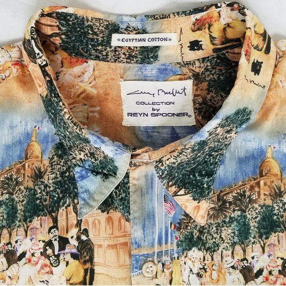 REYN SPOONER GUY BUFFET Collectiion Vintage Mens Button Shirt French Riviera - Picture 3 of 10